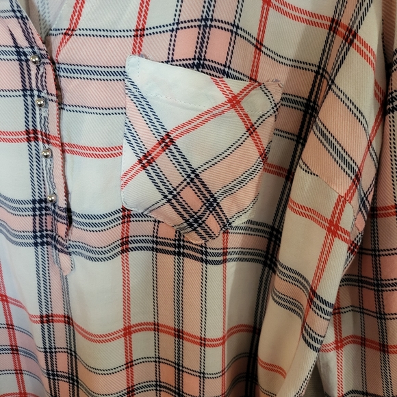 Motherhood maternity Women's Plaid 3/4 Sleeve Shirt Size L - Picture 4 of 8